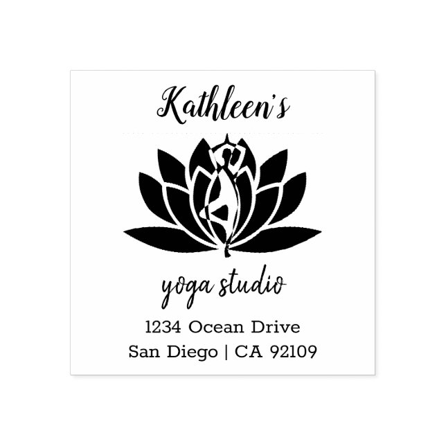 Yoga Studio Individuelle Name Business Rücksendead Gummistempel (Prägung)