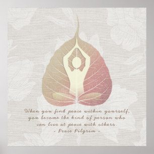 Yoga Studio Instructor Meditor Pose Bodhi Leaf Poster