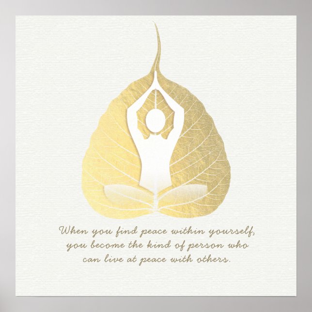 Yoga Studio Instructor Meditor Pose Bodhi Leaf Poster (Vorne)