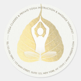 Yoga Studio Instructor Meditor Pose Bodhi Leaf Runder Aufkleber
