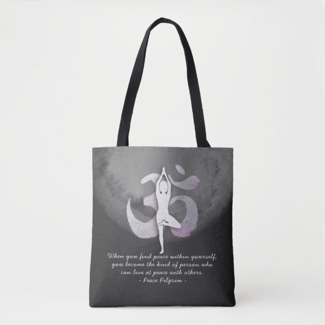 Yoga Studio Instructor Meditor Pose OM Symbol Tasche (Vorderseite)