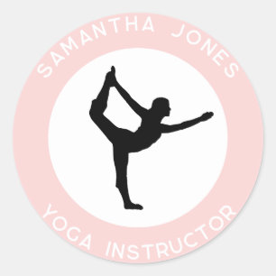 Yoga Studio Instruktor Tänzerin Pose Modernes Busi Runder Aufkleber