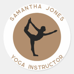 Yoga Studio Instruktor Tänzerin Pose Modernes Busi Runder Aufkleber