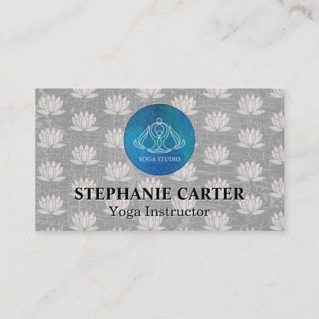 Yoga Studio Logo | Lotus Blume Muster Visitenkarte (Vorderseite)