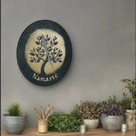 Yoga Studio Meditation Instructor Black Gold Tree Runde Wanduhr