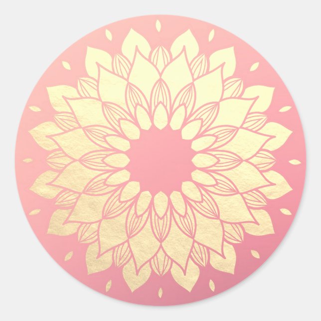 Yoga Studio Meditation Instructor Golden Mandala Runder Aufkleber (Vorderseite)