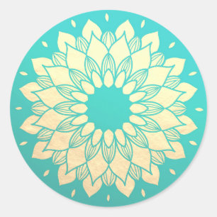 Yoga Studio Meditation Instructor Golden Mandala Runder Aufkleber