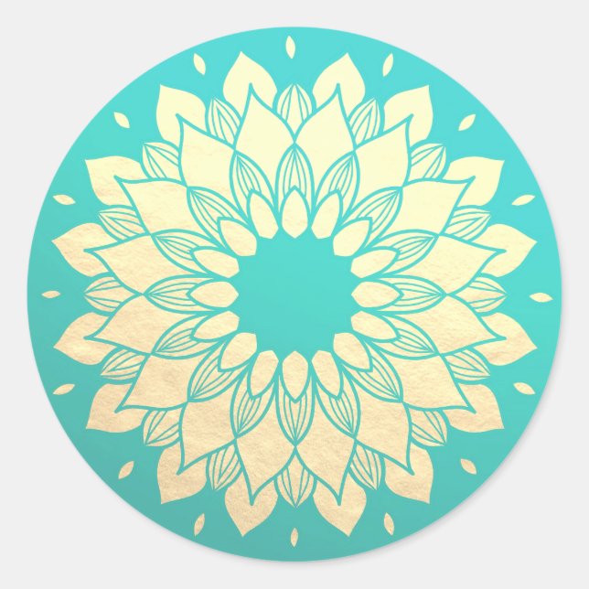 Yoga Studio Meditation Instructor Golden Mandala Runder Aufkleber (Vorderseite)