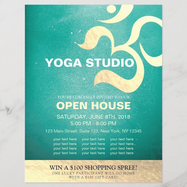 Yoga Studio Meditation Instructor Om Open House Flyer (Vorne)