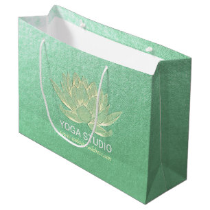 YOGA Studio Meditation Reiki Instructor Gold Lotus Große Geschenktüte