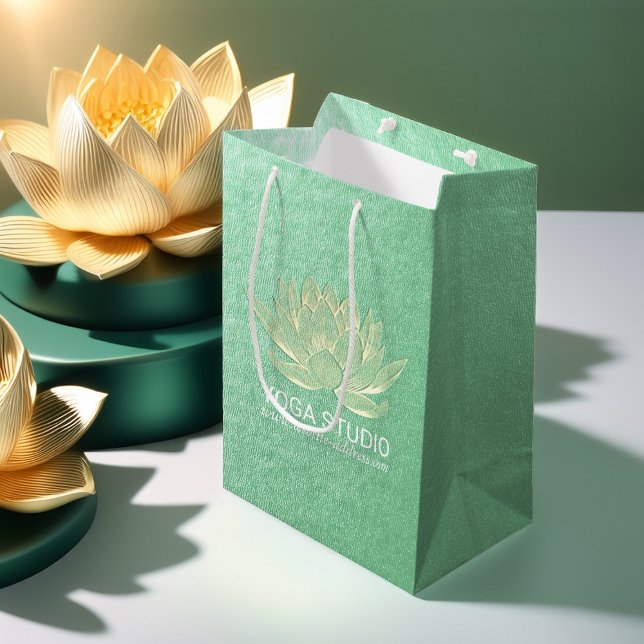 YOGA Studio Meditation Reiki Instructor Gold Lotus Mittlere Geschenktüte (Von Creator hochgeladen)