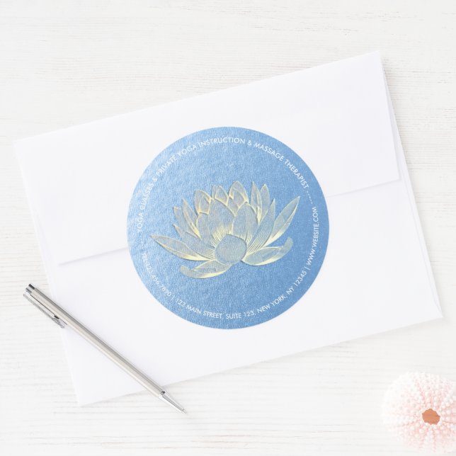YOGA Studio Meditation Reiki Instructor Gold Lotus Runder Aufkleber (Umschlag)