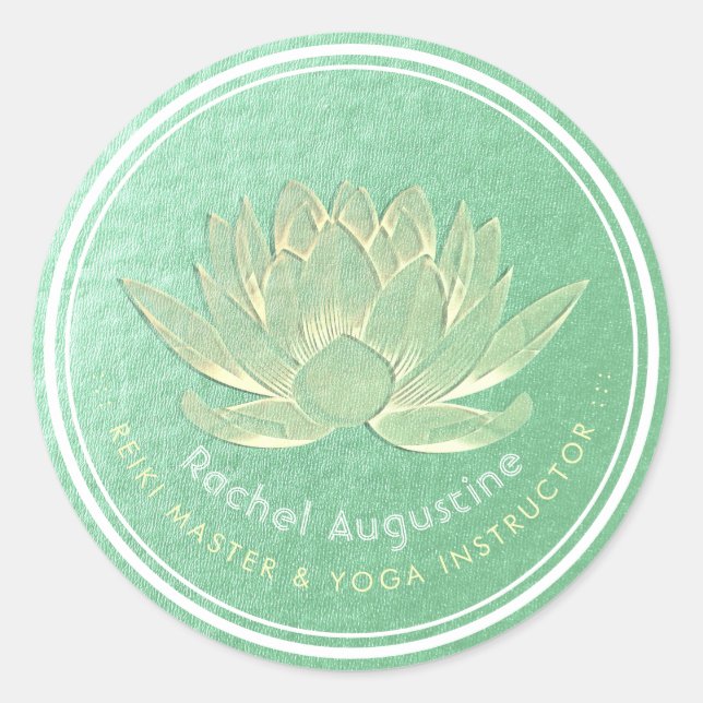 YOGA Studio Meditation Reiki Instructor Gold Lotus Runder Aufkleber (Vorderseite)