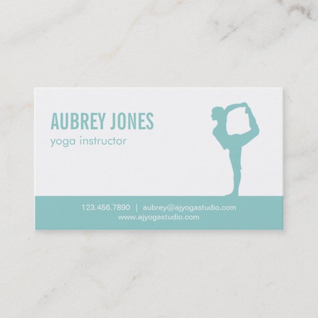 Yoga Studio Modern Business Card - Aqua Visitenkarte (Vorderseite)