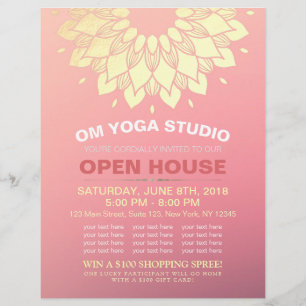 YOGA-Studio Open House Goldfolie Mandala Blumen Flyer