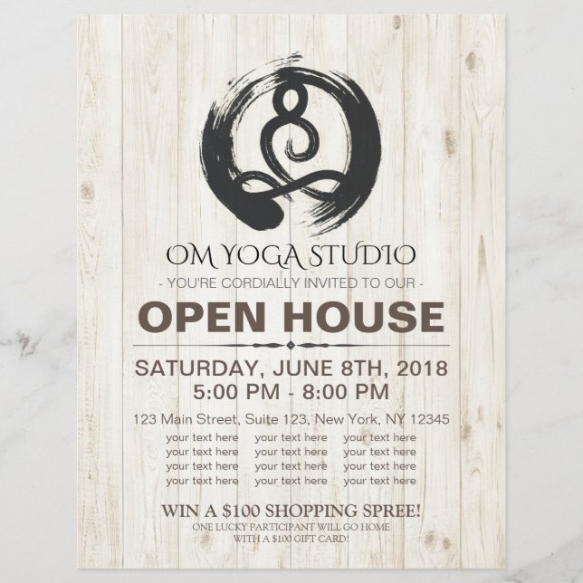YOGA Studio Open House Meditation Pose Zen Symbol Flyer (Vorne)