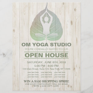 YOGA-Studio Open House Meditationspose Bodhi-Blatt Flyer