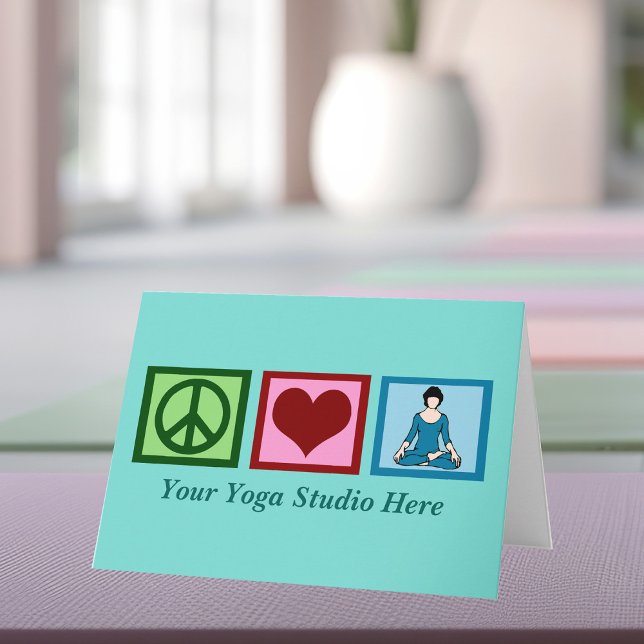 Yoga Studio Peace Love Yoga Carte Turquoise de vac (Créateur téléchargé)