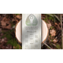 YOGA Studio Price List Mediation Pose Bodhi Leaf Werbekarte