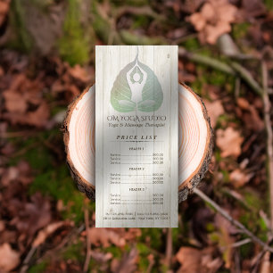 YOGA Studio Price List Mediation Pose Bodhi Leaf Werbekarte