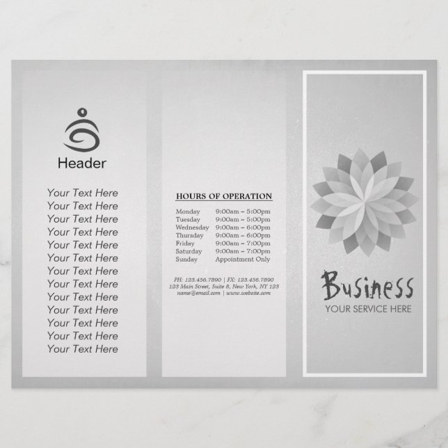 Yoga Studio Tri-Fold Brochure Lotus Floral Mandala (Devant)