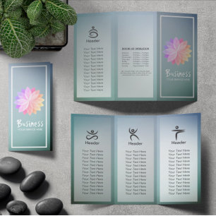 Yoga Studio Tri-Fold Brochure Lotus Floral Mandala