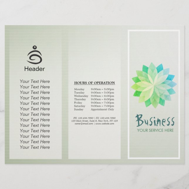 Yoga Studio Tri-Fold Brochure Lotus Floral Mandala (Devant)