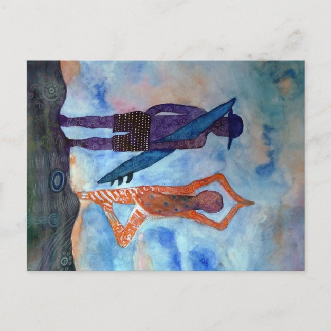 Yoga Surf Sunset Postkarte (Vorderseite)