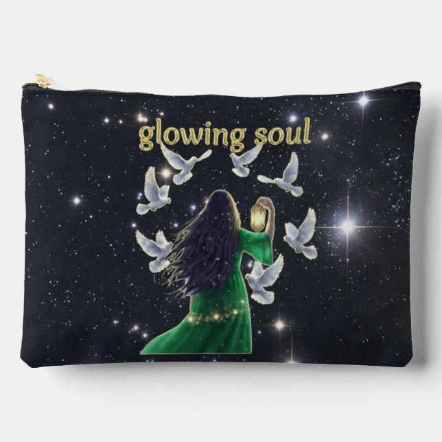 Yoga teacher gift Glowing soul  Zubehörtasche (Vorderseite)