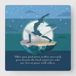 Yoga Teacher Meditation Pose Floating Island Quote Quadratische Wanduhr