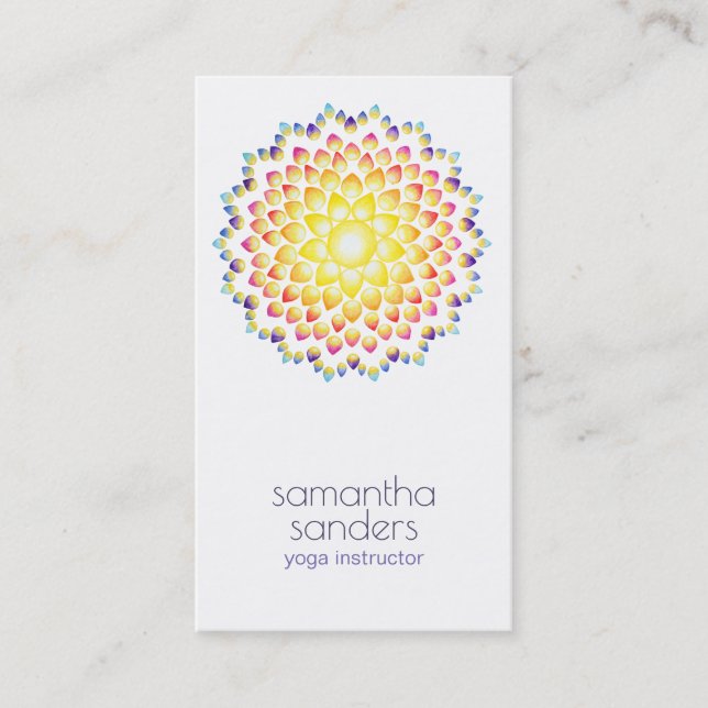 Yoga Teacher Radiance Rainbow Mandala Art Visitenkarte (Vorderseite)