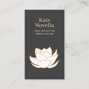 Yoga Teacher White Lotus Black Business Card Visitenkarte
