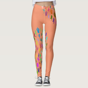 Yoga Theme Farbvolle Silhouetten auf allen Farbvar Leggings