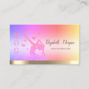 Yoga-Trainer in Gold Stripe Rosa Glitzer Frauen Visitenkarte