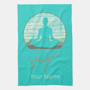 Yoga Training Vintag Design Meditation oder Pilate Geschirrtuch