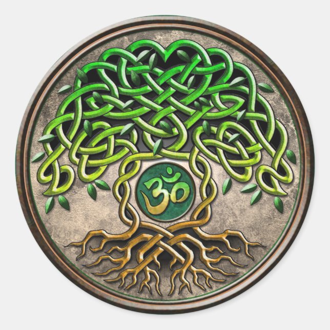 Yoga Tree of Life Runder Aufkleber (Vorderseite)