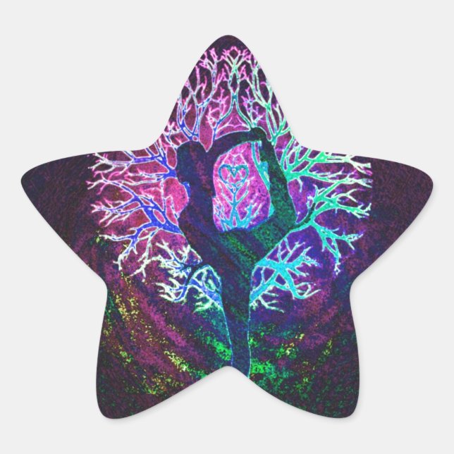 Yoga Tree Peace Rainbow Stern-Aufkleber (Vorderseite)