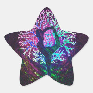 Yoga Tree Peace Rainbow Stern-Aufkleber