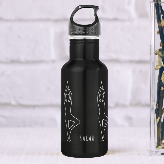 Yoga Tree Pose Kontur Personalisiert Wasser Flasch Edelstahlflasche (Add your name to this yoga pose water bottle and check out the collection)
