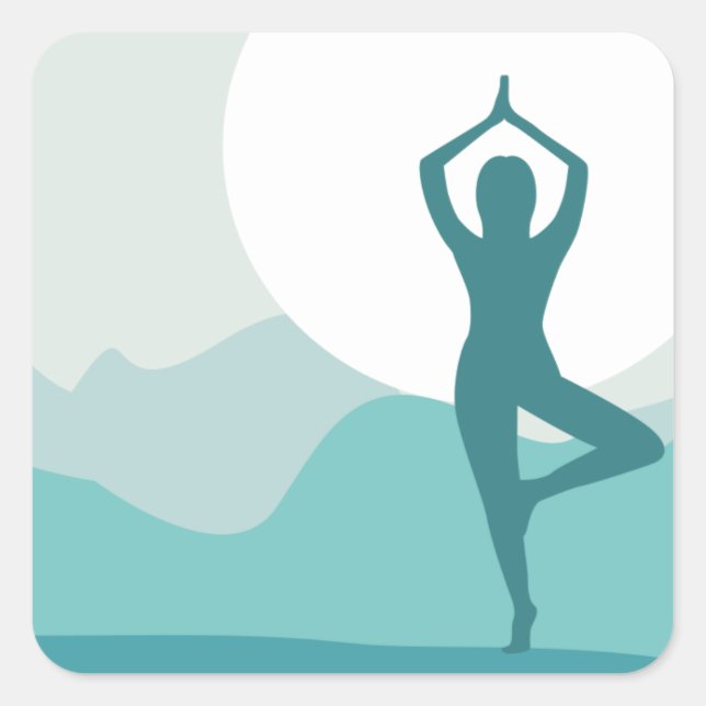 Yoga Tree Pose Quadratischer Aufkleber (Vorderseite)