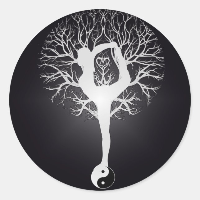 Yoga Tree Runder Aufkleber (Vorderseite)