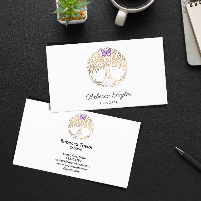 Yoga trendy Life Coach Baum Landschaftsbusi Visitenkarte (Von Creator hochgeladen)