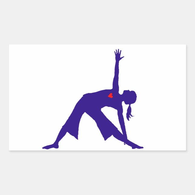 Yoga Triangle Pose Silhouette mit Herz Rechteckiger Aufkleber (Vorderseite)
