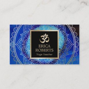 Yoga-u. Meditations-Lehrer-Mandala-elegantes Blau Visitenkarte