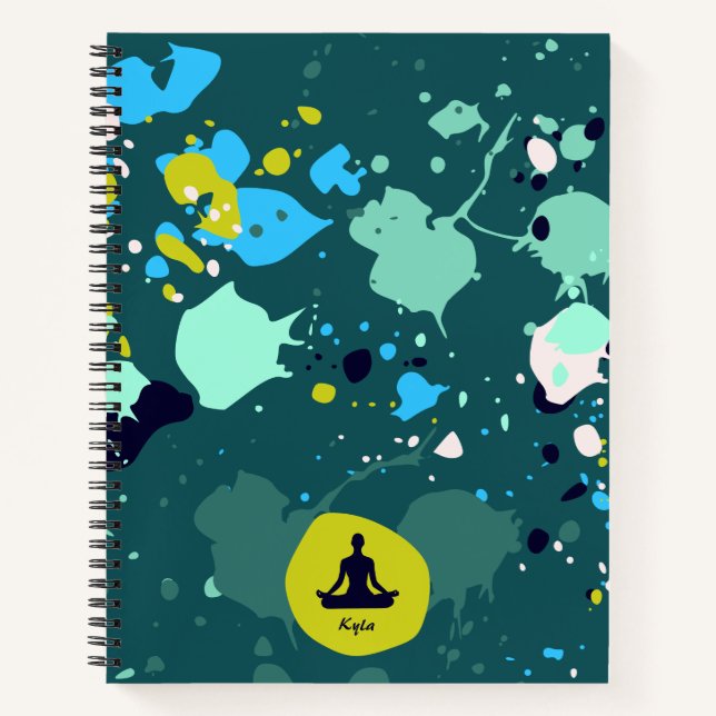 Yoga-Übungsmerkmal für den coolen grünen Spritzer Notizbuch (Vorderseite)