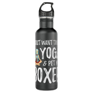 Yoga und Boxer für Funny Dog Mama Geschenk Idee Edelstahlflasche