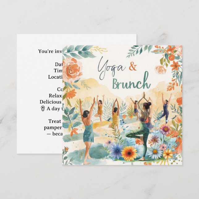 Yoga und Brunch Einladung (Vorne/Hinten)