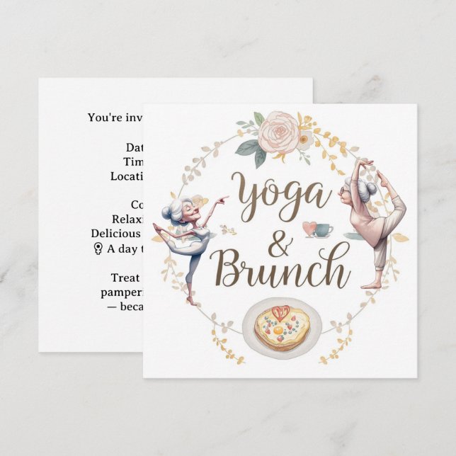 Yoga und Brunch Einladung (Vorne/Hinten)