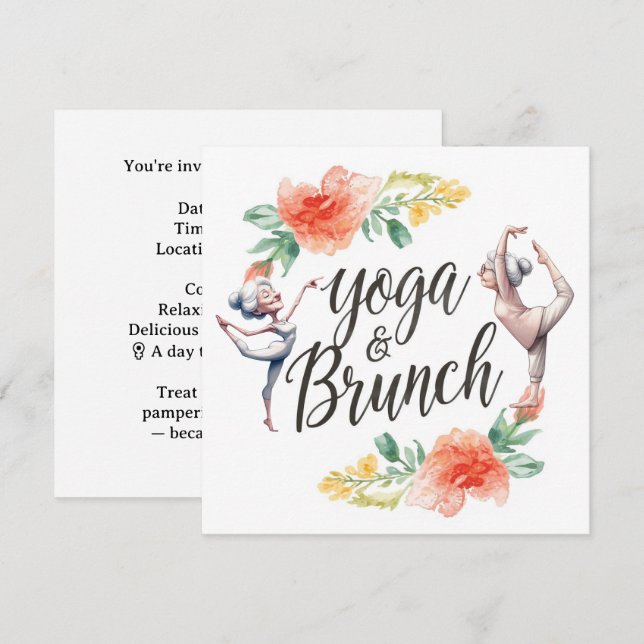 Yoga und Brunch Einladung (Vorne/Hinten)