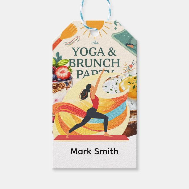 Yoga- und Brunch-Party Geschenkanhänger (Vorderseite)